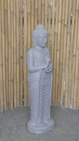Product image 3 of the product “Standing Buddha made of Riverstone in Dharmachakra position - gesture of wheel of the teaching of Dharma. About 120cm height. ”
